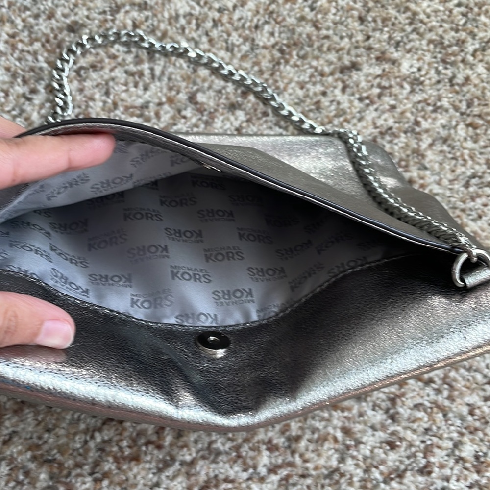 Michael Kors clutch purse metallic large clutch shoulder purse for party or prom - Picture 12 of 17